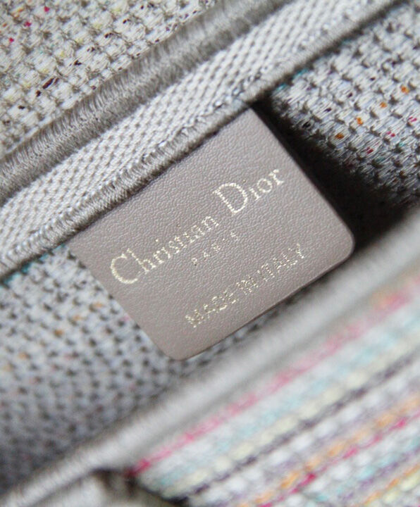 Christian Dior Multicolor Striped Embroidery Saddle Canvas Bag Apricot